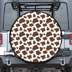 Brown And White Cow Print Leather Spare Tire Cover