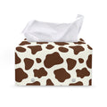 Brown And White Cow Print Leather Tissue Box Cover