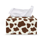 Brown And White Cow Print Leather Tissue Box Cover
