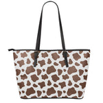 Brown And White Cow Print Leather Tote Bag