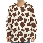 Brown And White Cow Print Long Sleeve Baseball Jersey