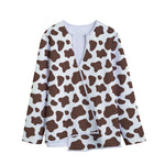 Brown And White Cow Print Long Sleeve Short Coat