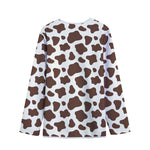 Brown And White Cow Print Long Sleeve Short Coat