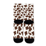 Brown And White Cow Print Long Socks