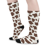 Brown And White Cow Print Long Socks