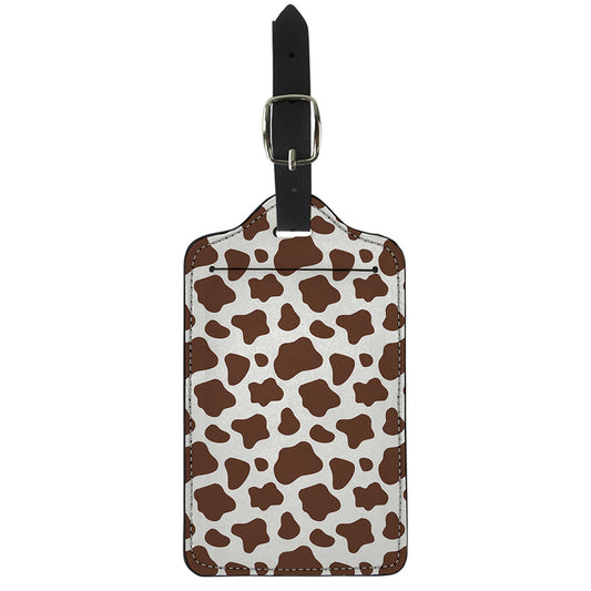 Brown And White Cow Print Luggage Tag