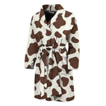 Brown And White Cow Print Men's Bathrobe