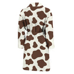 Brown And White Cow Print Men's Bathrobe
