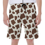 Brown And White Cow Print Men's Beach Shorts
