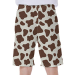Brown And White Cow Print Men's Beach Shorts