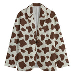 Brown And White Cow Print Men's Blazer
