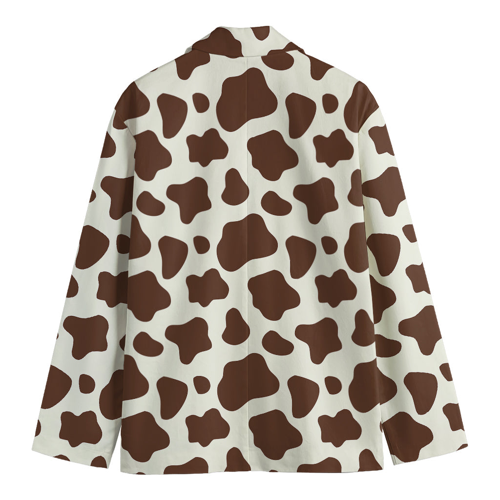 Brown And White Cow Print Men's Blazer