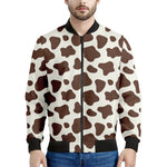 Brown And White Cow Print Men's Bomber Jacket