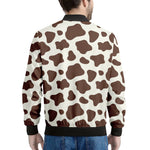 Brown And White Cow Print Men's Bomber Jacket