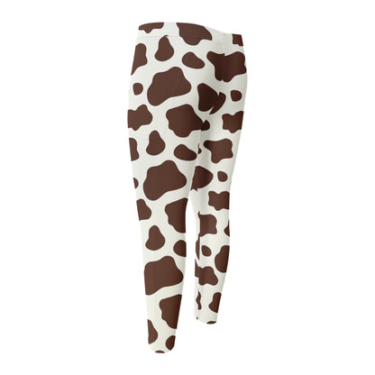 Brown And White Cow Print Men's Compression Pants
