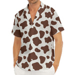 Brown And White Cow Print Men's Deep V-Neck Shirt