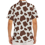 Brown And White Cow Print Men's Deep V-Neck Shirt