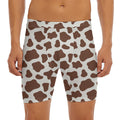 Brown And White Cow Print Men's Long Boxer Briefs