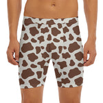 Brown And White Cow Print Men's Long Boxer Briefs