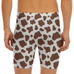Brown And White Cow Print Men's Long Boxer Briefs