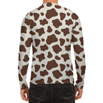 Brown And White Cow Print Men's Long Sleeve Rash Guard