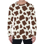 Brown And White Cow Print Men's Long Sleeve T-Shirt