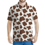 Brown And White Cow Print Men's Polo Shirt