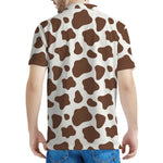 Brown And White Cow Print Men's Polo Shirt