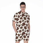 Brown And White Cow Print Men's Rompers