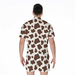 Brown And White Cow Print Men's Rompers
