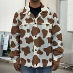 Brown And White Cow Print Men's Shirt Jacket