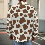 Brown And White Cow Print Men's Shirt Jacket