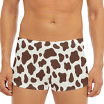 Brown And White Cow Print Men's Short Boxer Briefs