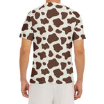 Brown And White Cow Print Men's Short Sleeve Rash Guard