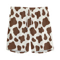 Brown And White Cow Print Men's Athletic Shorts