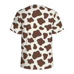 Brown And White Cow Print Men's Sports T-Shirt