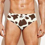 Brown And White Cow Print Men's Swim Briefs