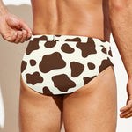 Brown And White Cow Print Men's Swim Briefs