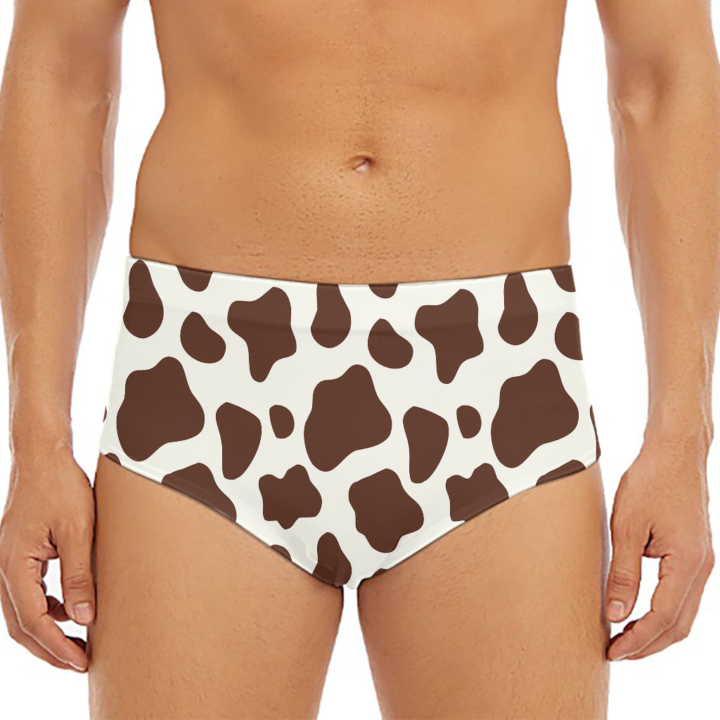 Brown And White Cow Print Men's Triangle Swim Briefs