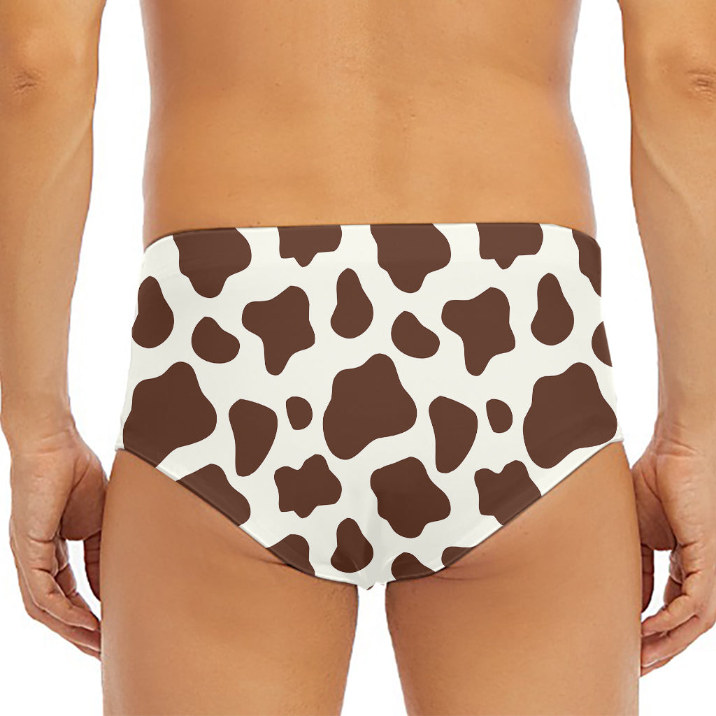 Brown And White Cow Print Men's Triangle Swim Briefs