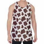 Brown And White Cow Print Men's Velvet Tank Top