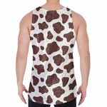 Brown And White Cow Print Men's Velvet Tank Top