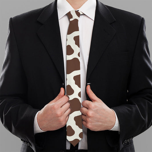 Brown And White Cow Print Necktie