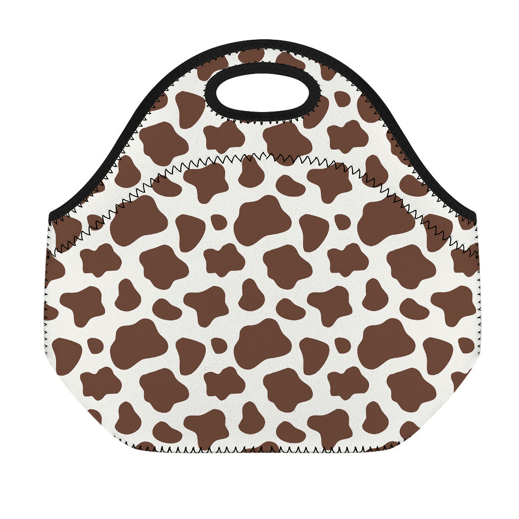 Brown And White Cow Print Neoprene Lunch Bag