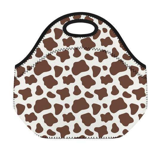 Brown And White Cow Print Neoprene Lunch Bag