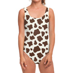 Brown And White Cow Print One Piece Swimsuit