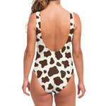Brown And White Cow Print One Piece Swimsuit