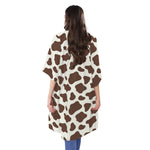 Brown And White Cow Print Open Front Beach Cover Up