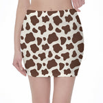 Brown And White Cow Print Pencil Mini Skirt