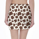 Brown And White Cow Print Pencil Mini Skirt